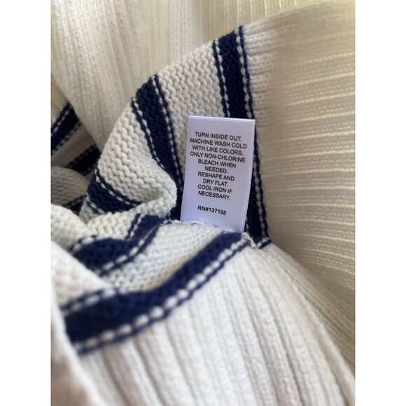 Kerri Rosenthal women NEXT SMILE'S ON YOU Sweater size Small White & Navy Stripe - Picture 6 of 6